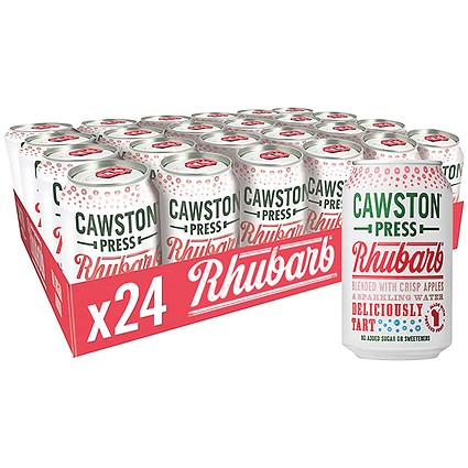 Cawston Press Sparkling Rhubarb Soft Drink, 330ml, Can, Pack of 24