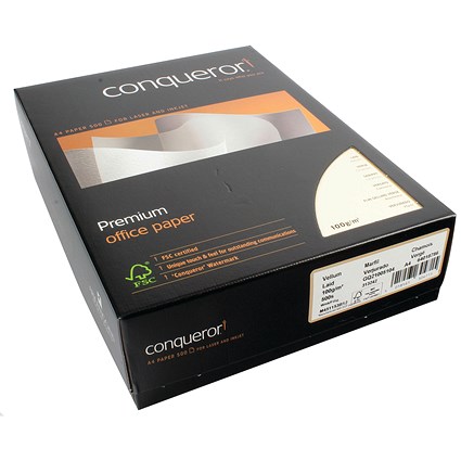 Conqueror A4 Laid Finish Paper, Vellum, 100gsm, Ream (500 Sheets)