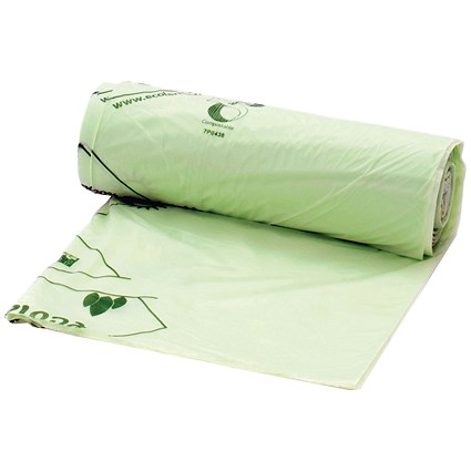 Compostable Food Waste Liners, 40 Litres, Green, 20 Rollsx25 (Pack of 500)