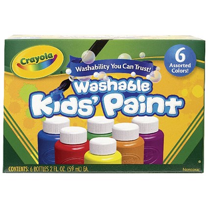 Crayola Washable Kids Paint Colours (Pack 6 x 6 pots)