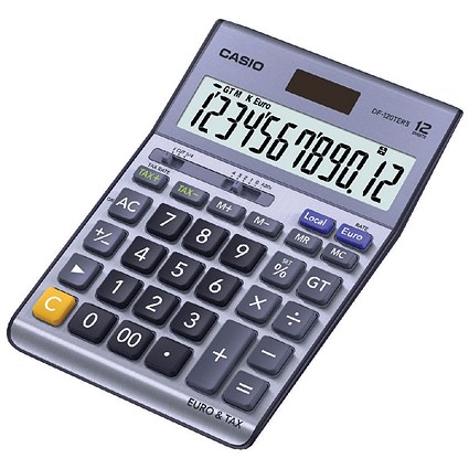 Casio Desktop Calculator, 12 Digit, 4 Key, Battery/Solar Power, Silver
