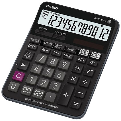 Casio Desktop Calculator, 12 Digit, Solar and Battery Power, Black Casio Desktop Calculator, 12 Digit, Solar and Battery Power, Black