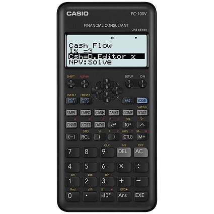 Casio FC-100V-2 Financial Calculator, 12 Digit, Battery Powered, Black