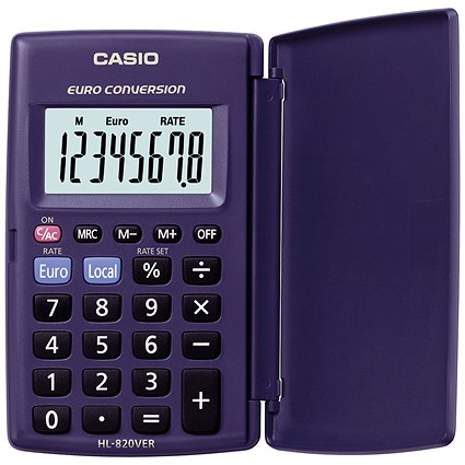Casio HL-820 Pocket Calculator with Protective Cover, 8 Digit, Battery Powered, Black Casio HL-820 Pocket Calculator with Protective Cover, 8 Digit, Battery Powered, Black