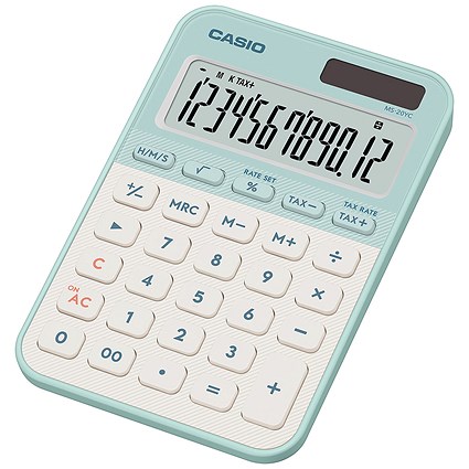 Casio MS-20YC Mini Desk Calculator Light Green MS-20YC-LG-W-EP