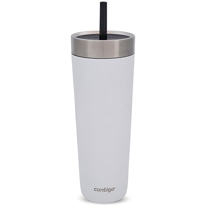 Contigo Luxe Stainless Steel Insulated Travel Tumbler with Straw, 720ml, Salt