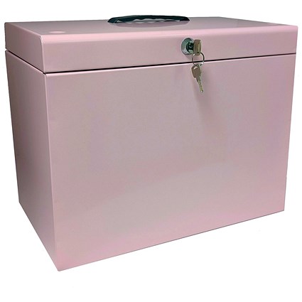 Cathedral File Box with 5 Suspension Files A4 Pastel Pink
