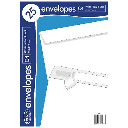 County Stationery C4 Envelopes, Peal and Seal, White, Pack of 500