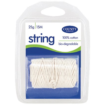 County Stationery String Spool Clamp Pack 15m (Pack of 12) C173