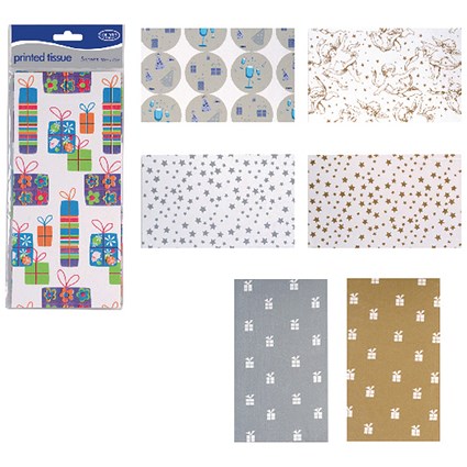 County Stationery Printed Tissue Assorted Designs x7 Pack of 24