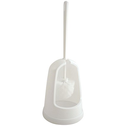2Work Plastic Toilet Brush Set White CX00327