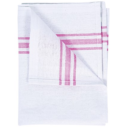 2Work Cotton Tea Towel, 450x740mm, White, Pack of 10