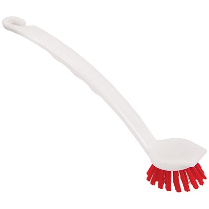 Long Handle Washing Up Brush White/Red 102998