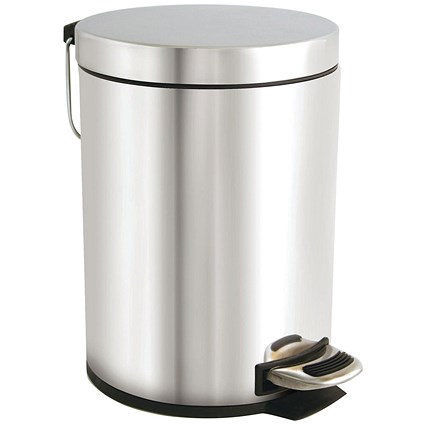 Stainless Steel Pedal Bin, 5 Litre, Silver