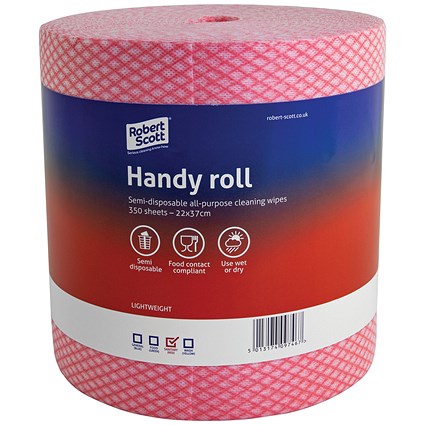 Robert Scott Handy Roll, 220x370mm, 350 Sheets, Red, Pack of 2