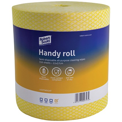 Robert Scott Handy Roll, 220x370mm, 350 Sheets, Yellow, Pack of 2