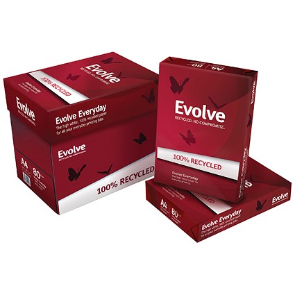 Evolve A4 Everyday Recycled Paper, 80gsm, Box (5 x 500 Sheets) Evolve A4 Everyday Recycled Paper, 80gsm, Box (5 x 500 Sheets)