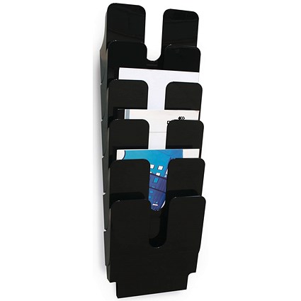 Durable Flexiplus Wall Mounted Portrait Literature Holder A4 Black (Pack of 6)