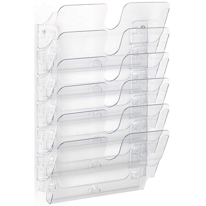 Durable Flexiplus Wall Mounted Landscape Literature Holder A4 Clear (Pack of 6)