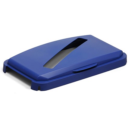 Durable 60L Hinged Bin Lid Blue Slot Cut-Out For Easy Recycling Durabin