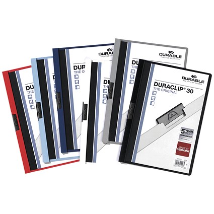 Durable A4 Duraclip File, 3mm Spine, Assorted, Pack of 25
