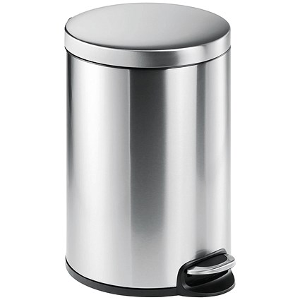 Durable Round Stainless Steel Pedal Bin, 20 Litre, Silver