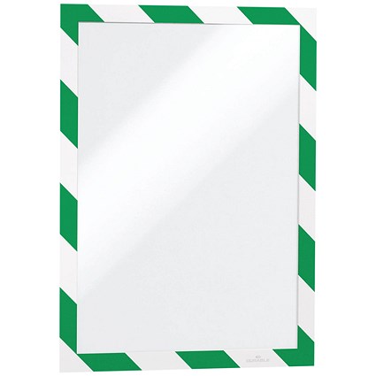 Durable Duraframe Security Self Adhesive A4 Green/White (Pack of 2)