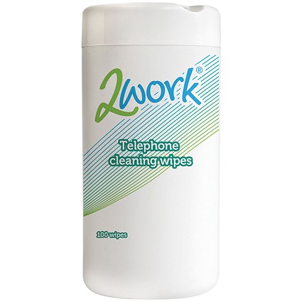 2Work Telephone Cleaning Wipes, Tub of 100