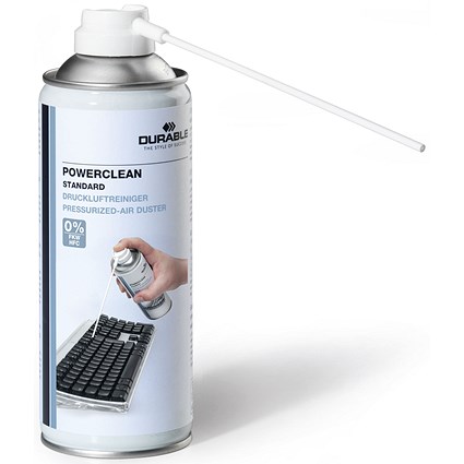 Durable Powerclean Standard 400 Compressed Air Duster, Flammable, 400ml