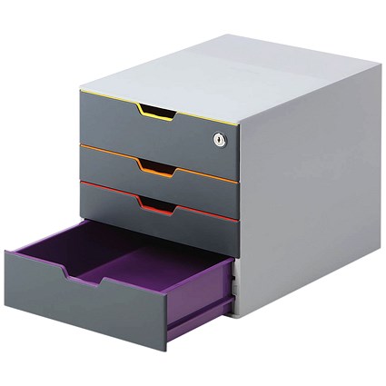 Durable Varicolor Safe 4 Drawer Set, Lockable Top Drawer, Colour Coded ...