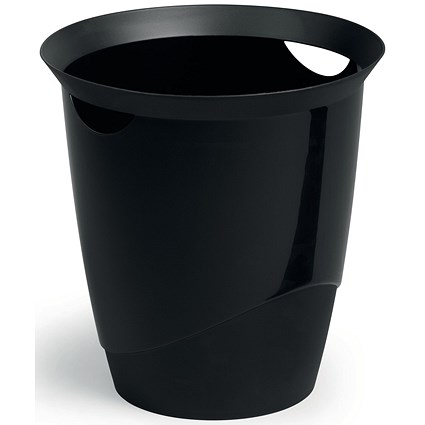 Durable Waste Basket Eco 80 Per Cent Recycled Plastic Bin 16 Litre Black