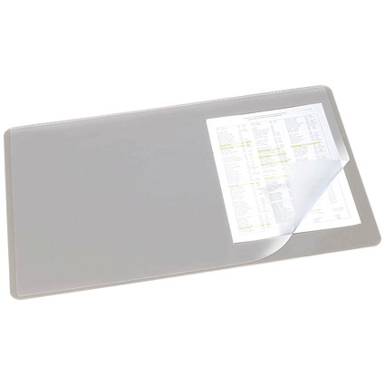 Durable Desk Mat with Transparent Overlay, W530xD400mm, Grey