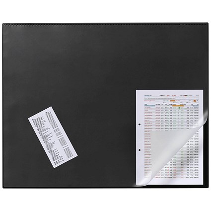 Durable Desk Mat with Transparent Overlay, W650xD520mm, Black