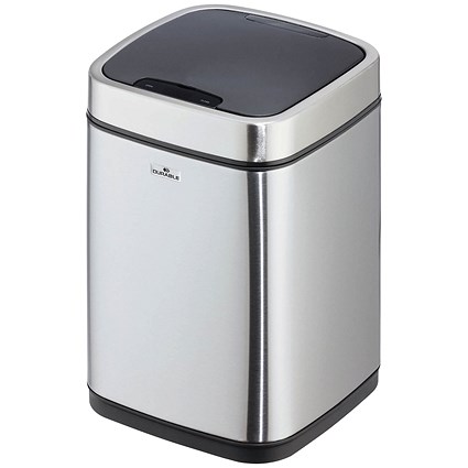 Durable Sensor No Touch Square Waste Bin, 6 Litre, Stainless Steel