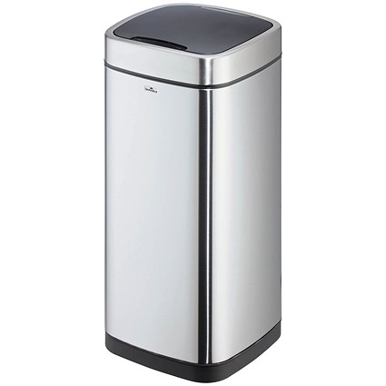 Durable Sensor No Touch Square Waste Bin, 35 Litre, Stainless Steel