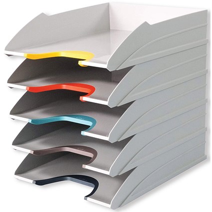 Durable Varicolor Mix Eco Stackable Letter Trays A4+ Grey (Pack of 5)