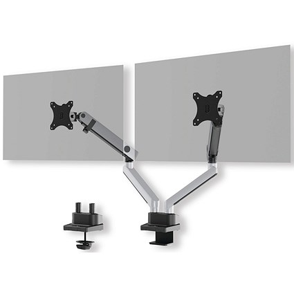 Durable Select Plus Monitor Mount Arm for 2 Screens Up to 32 Inch with Desk Clamp Attachment