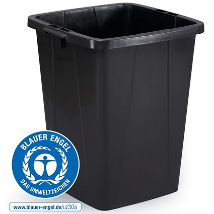 Durable Eco 90L Waste Recycling Bin Black Strong Square Durabin