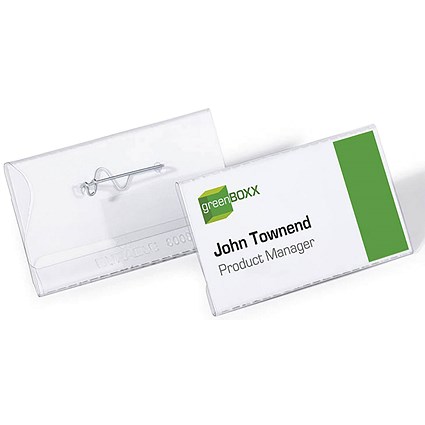 Durable Name Badges, Pin, 75x40mm, Pack of 100