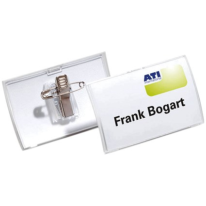 Durable Click Fold Name Badge With Combi Clip 40x75mm (Pack of 25) 8211/19