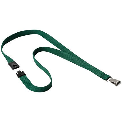 Durable Textile Lanyard with Snap Hook Dark Green (Pack of 10) 812732