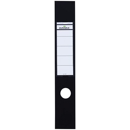 Durable Ordofix Self-adhesive PVC Spine Labels for Lever Arch File, Black, Pack of 10
