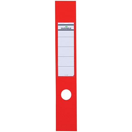Durable Ordofix Self-adhesive PVC Spine Labels for Lever Arch File, Red, Pack of 10