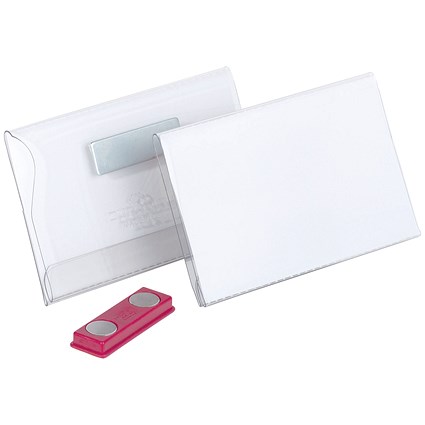 Durable Magnetic Name Badge 40x75mm Transparent (Pack of 25) 811619 Durable Magnetic Name Badge 40x75mm Transparent (Pack of 25) 811619