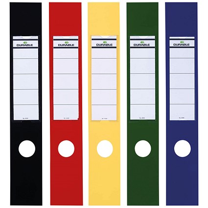 Durable Ordofix Self-adhesive PVC Spine Labels for Lever Arch File, Assorted, Pack of 10