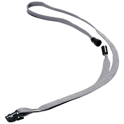 Durable Textile Name Badge Lanyard with Safety Release, 440mm, Grey, Pack of 10