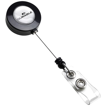 Durable Badge Reel, 850mm, Charcoal, Pack of 10