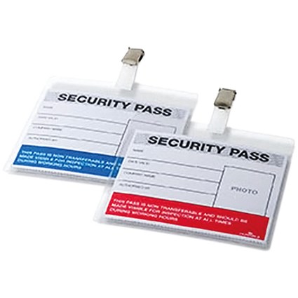 Durable Colour Coded Security Pass 100x902mm Red/Blue (Pack of 25) 999108004