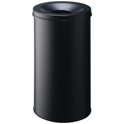 Durable Fire Extinguishing Metal Waste Bin TUV Certified 60L Matte Black