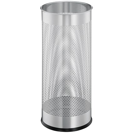 Durable Metal Umbrella Stand, 28.5 Litre, Round, Silver
